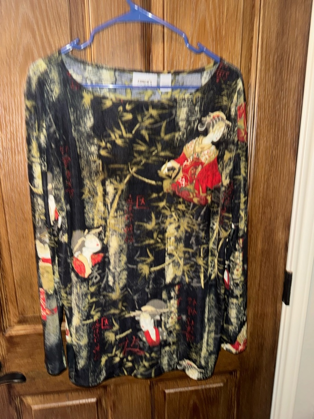 Chico's Black Top with Yellow Botanical Print